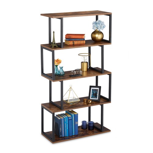 Bücherregal Standregal Mehrzweckregal 5 Ablagen MDF & Metall Industrial Regal - Bild 1 von 9
