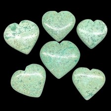 6 Pcs Natural Chrysocolla 28-35mm Heart Shape Pendant Size Loose Gemstones Lot