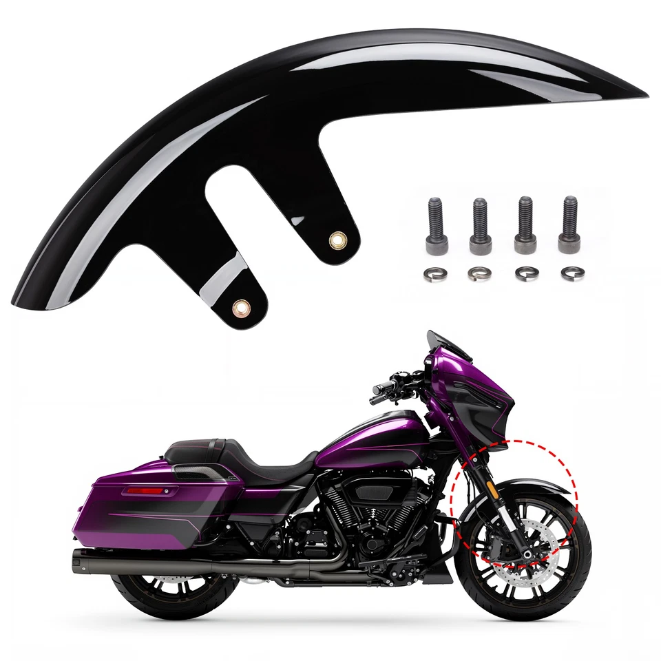 Vivid Black Front Fender For Harley CVO Road Glide ST FLTRXSTSE FLTRX 2024-2025 Foto 3 de 4