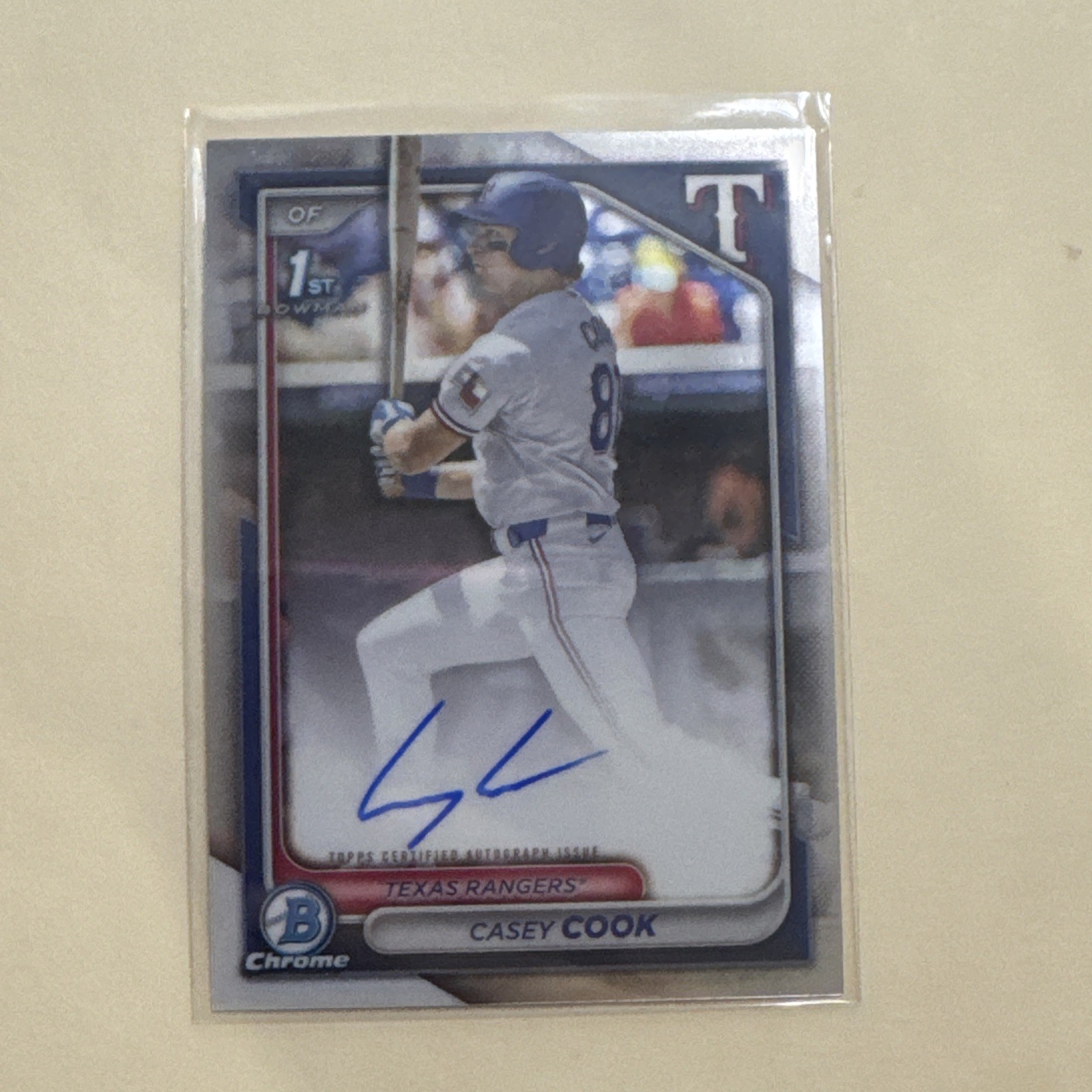 2024 Bowman Draft Chrome Casey Cook 1st Prospect Auto #CPA-CCY Rangers