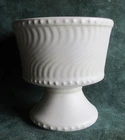 Vintage Signed McCoy Art Pottery Spiral Pedestal Round Planter in White