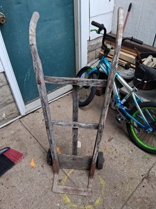 Vintage Wooden Hand Truck with Metal Wheels