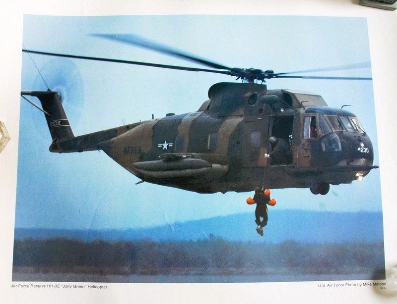 Poster Air Force WC-130 Weather Reconnaissance HH-3E  Jolly Green Helicopter