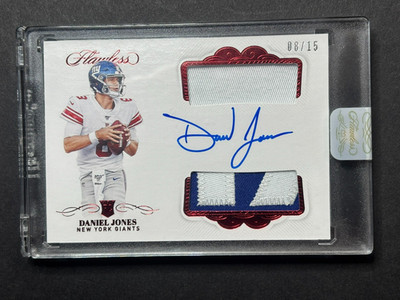 Daniel Jones 2019 Panini Flawless rookie Dual Patch Auto RC Ruby 8/15 ebay 1/1