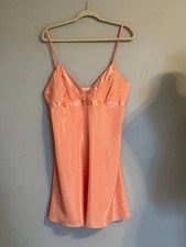 VICTORIA'S SECRET LINGERIE NIGHTGOWN SIZE: XL PINK SATIN ADJ. STRAPS V-NECK