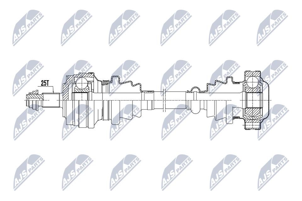 NTY Drive Shaft NPW-ME-193 For Mercedes-Benz, New, 25 Splines
