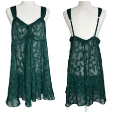 Vintage 80s/90s Victoria Secret L Gold Label Satin Chemise Babydoll Slip Dress