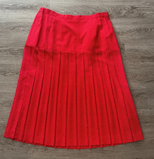 1950/60 s Red and White Polka Dot Pleated Midi Skirt, Size 20 - Plus Size