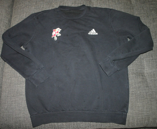 Adidas Louisville Cardinals Basketball Team Issued Crewneck Black Dunk Bird L