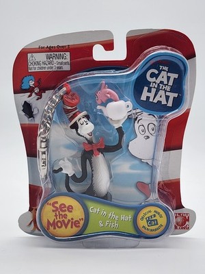 Dr. Seuss The Cat in the Hat & Fish Clip-On Friends Keychain 2003 New Sealed