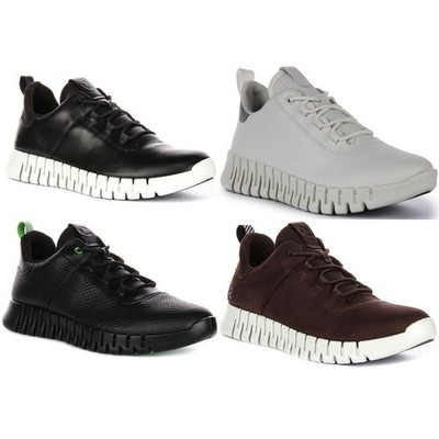 Ecco Dritan Nappa Lace Up Elastic Leather Mens Sneaker Black White US 7 - 13