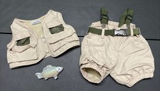 Build A Bear Fishing Outfit Beige Vest/Waders  Fish Accessory Clothes 3 pc Set