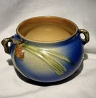Vintage Roseville Pinecone Blue Art Pottery Jardiniere Bowl / Vase