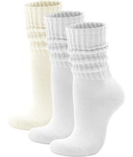 Scrunch Crew Socks 3 Pack   Retro Slouchy Cotton Calf Socks for Men  Wome