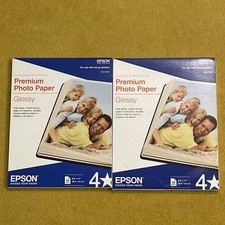 2 Epson Premium Glossy Photo Paper 50 Sheets Each 8X 11 New Sealed 100 Sheets