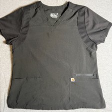 Women's Cross-Flex Flex Panel V Size L Scrub Shirt - Black Nurse Medical