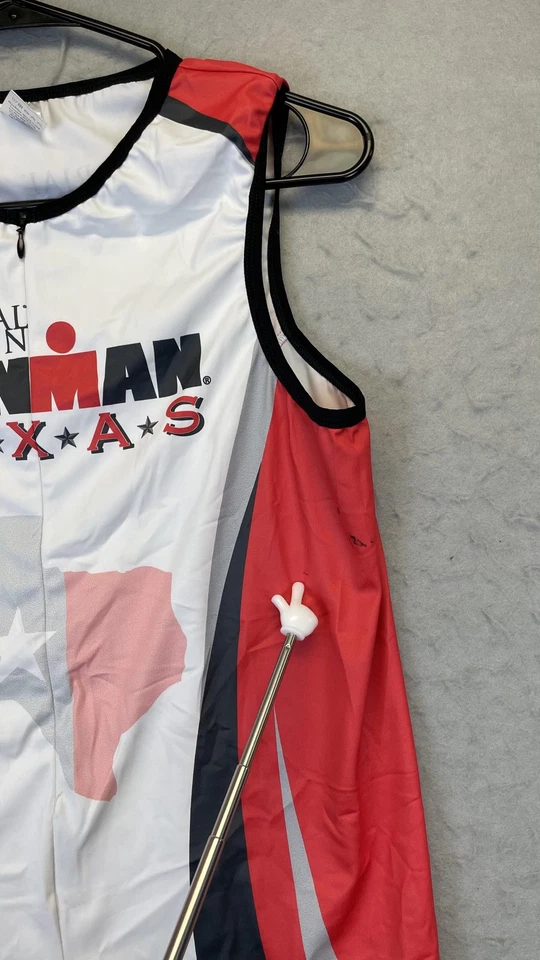 Ironman Shirt Mens XL White Red Triathlon Top Zip Sleeveless Texas Cycling - Image 4 of 4