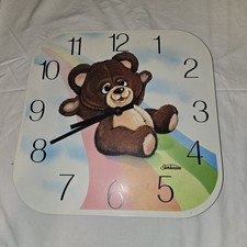 Vintage Sunbeam 12" Rainbow Bear Wall Clock Made In USA Working
