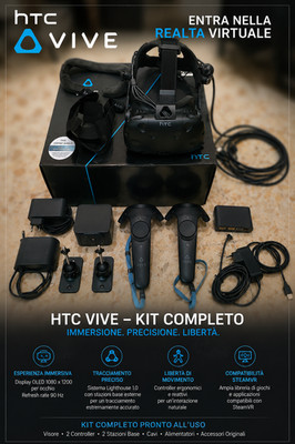 HTC Vive Complete VR Kit Deluxe Audio Strap SteamVR Box Tested Full Set