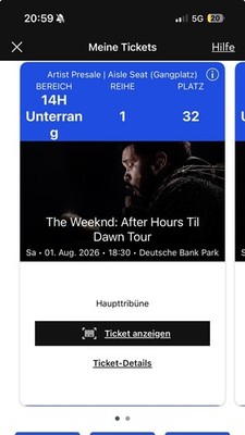 The Weeknd After Hours Til Dawn Tour 2 Tickets 01.08.2026 Deutsche Bank Park 14H