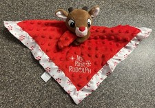 Rudolph Red Nosed Reindeer Rattle Security Blanket Lovey Baby First Christmas