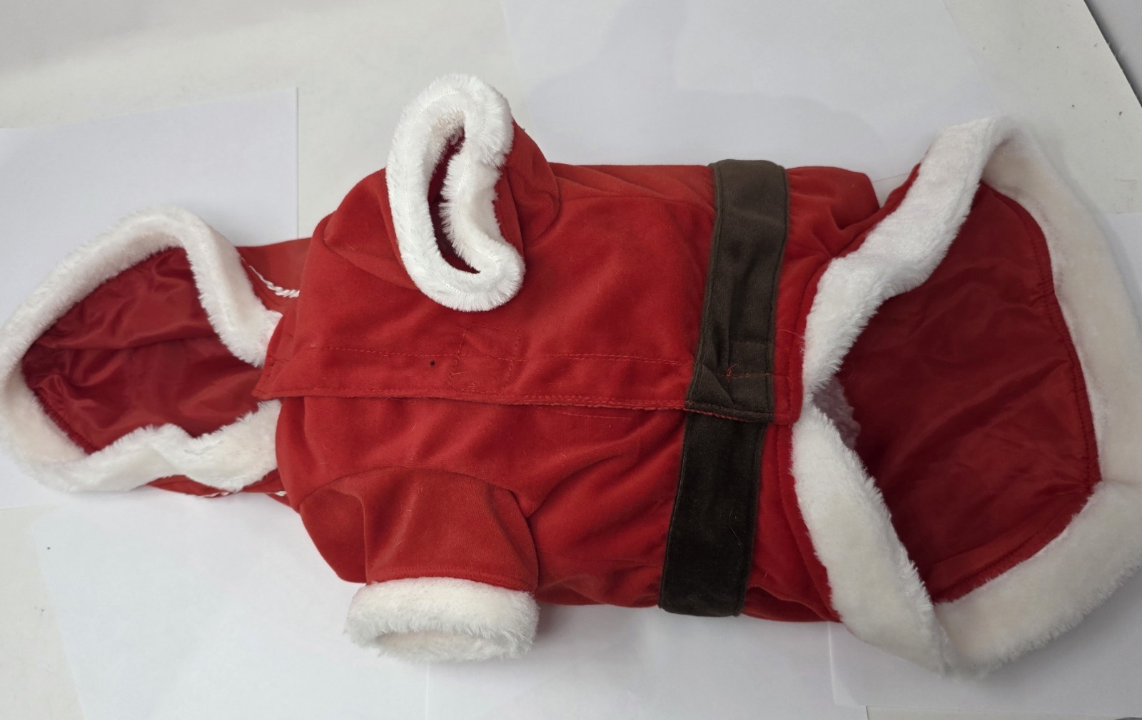 Dog Santa Claus Hoodie/Costume Size: Large Christmas Outfit Attached Hood