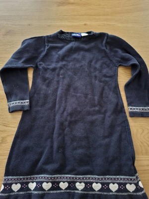 Niedliches Strickkleid Gr. 98/104 Lupilu dunkelblau m. Herzdetails RL5/1