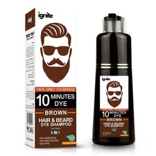 Men  s Hair  Beard Dye color Shampoo  100 Grey Hair Coverage   Brown Color Dye