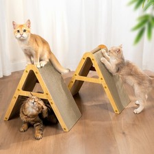 2 PCS Small Light Wood AFrame Cat Scratching Board DualSided Cardboard