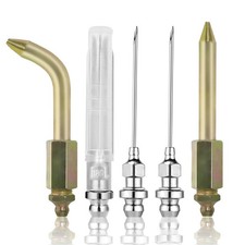 LEFFIS Grease Gun Needle Tip Kit – Bent & Straight Nozzles, Fits Rubber Bo