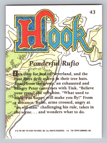 Ponderful Rufio 1992 Topps Hook #43 Card - Picture 2 of 2
