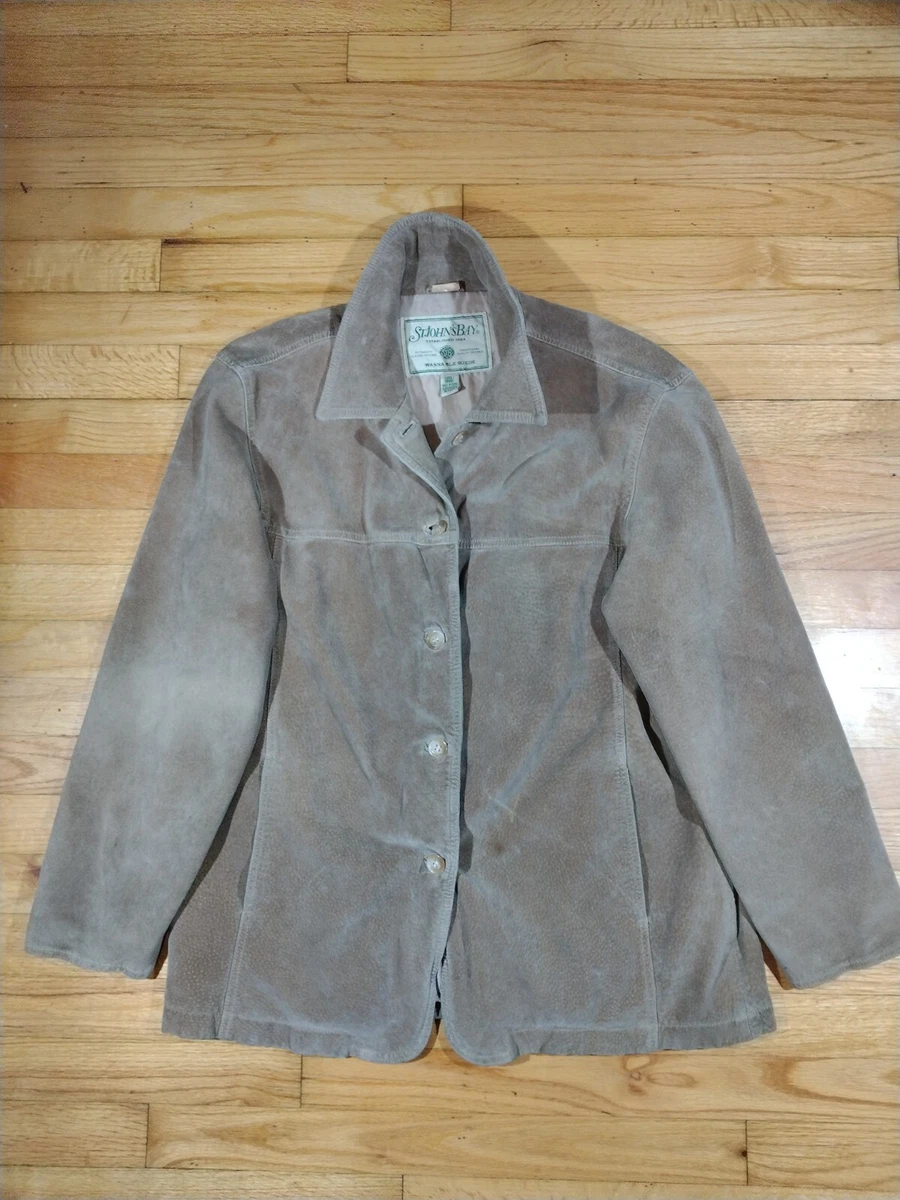 Vintage St Johns Bay Washable Suede Soft Leather Jacket Retro