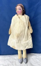 Antique Costume Hand Painted Face Rag Cloth Doll 9" Tall