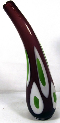 Art Glass Bud Vase Purple Plum Green 24.5 cm Tall 6 cm Diameter - Bild 2 von 9