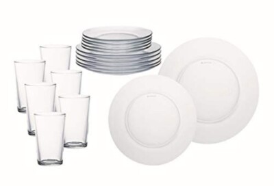Duralex Clear Glass Transparent Dinner Set, Set of 18 UK