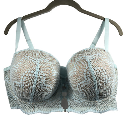 Adored By Adore Me 40D Bra Aqua Blue Balconette Underwire Back Closure Adjustabl