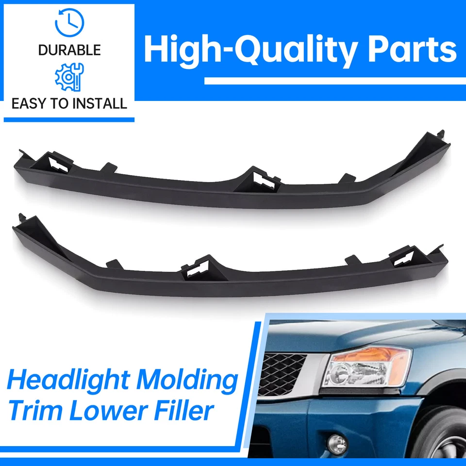 For 04-15 Nissan Titan Armada QX56 Headlight Molding Trim Lower Filler Cover - Image 2 of 4