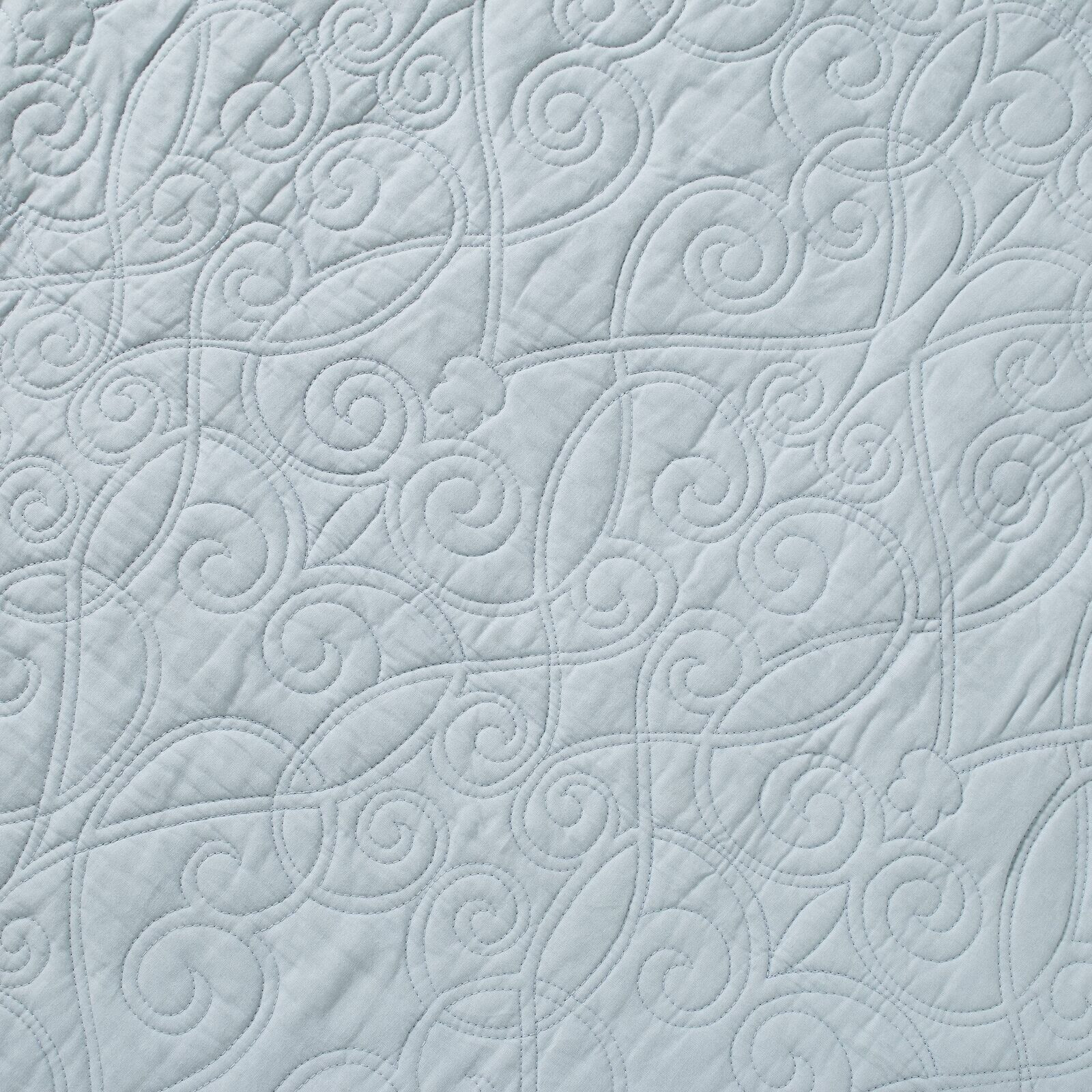 Laura Ashley  Felicity Solid Blue  100% Cotton Full/Queen  Quilt Set 3pc