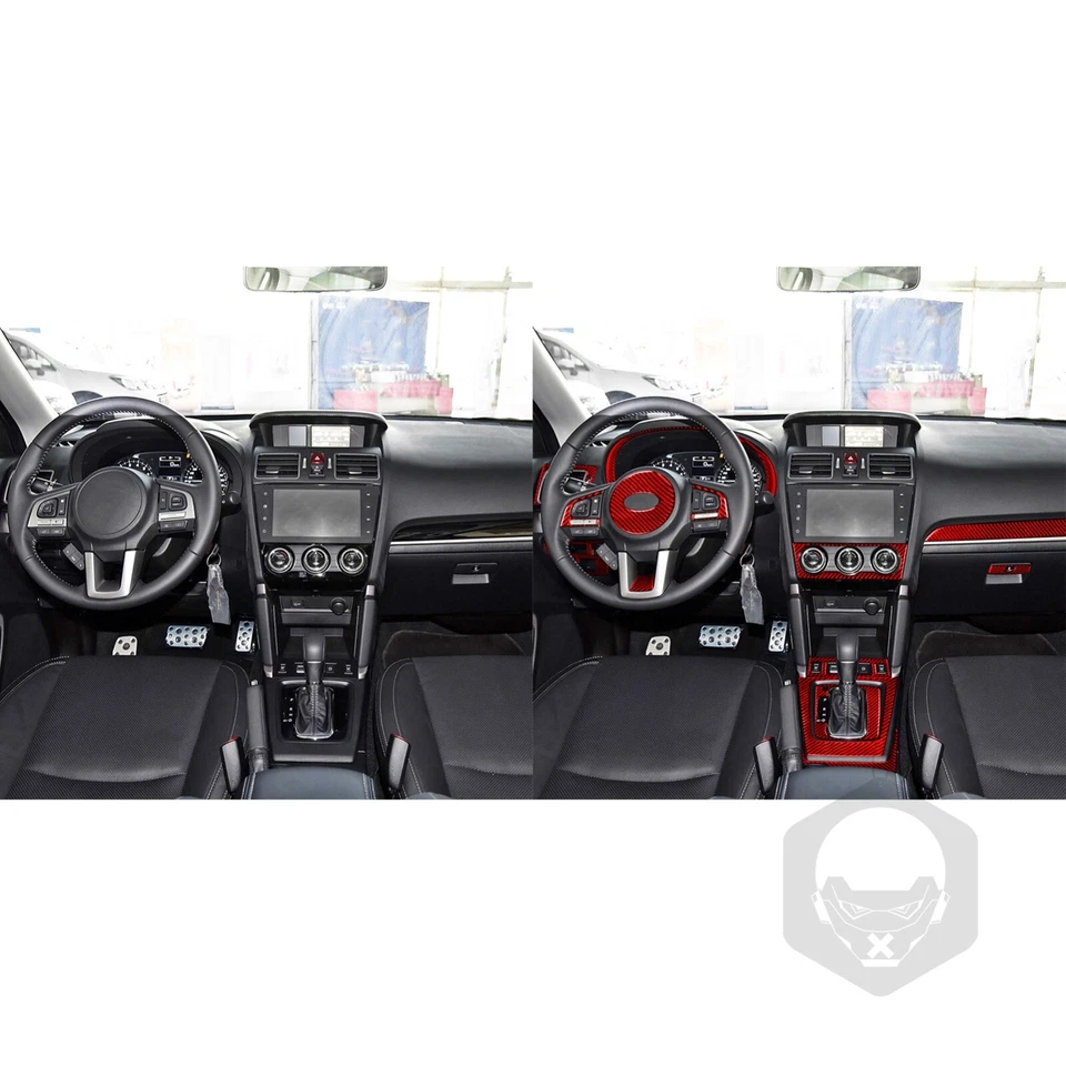 40Pcs Red Carbon Fiber Full Interior Dash Trim Kits For Subaru Forester 2013-18 — 第 4/4 张图片