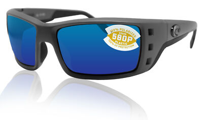 Costa Del Mar Permit Matte Gray Frame Blue Mirror 580 Plastic Polarized Lens