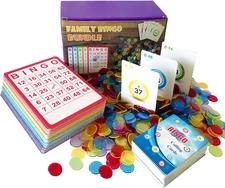 Complete Bingo Game Set - 100 Bingo Cards,1000 Chips and Deck of Calling Cards f