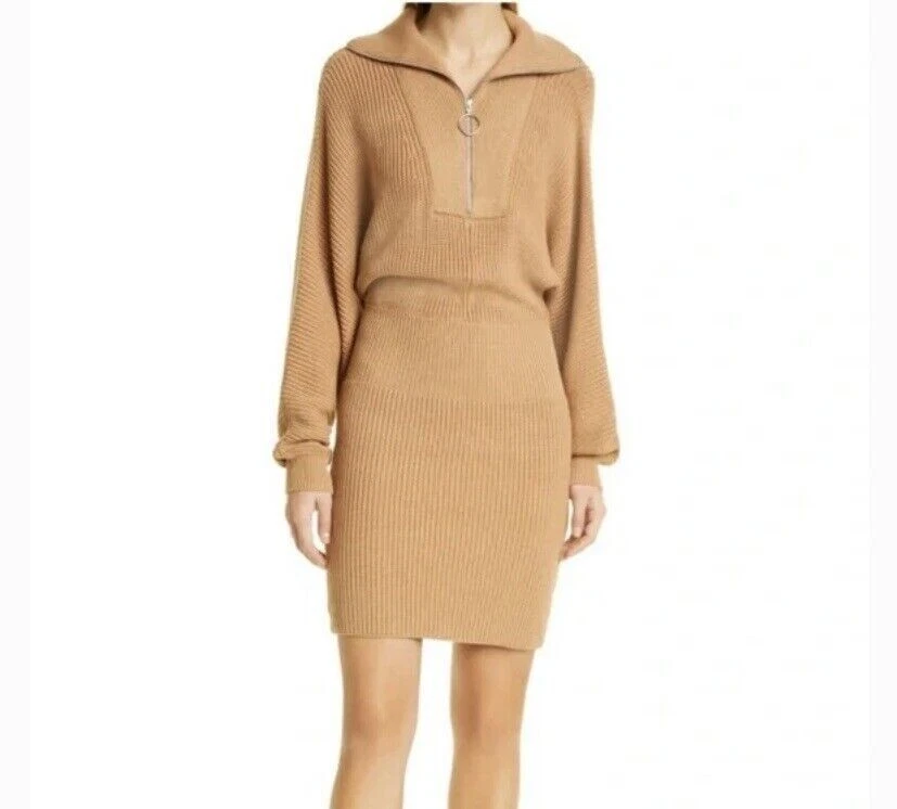 staud brown sweater dress STAUD Raquel Metallic Knit Dress
