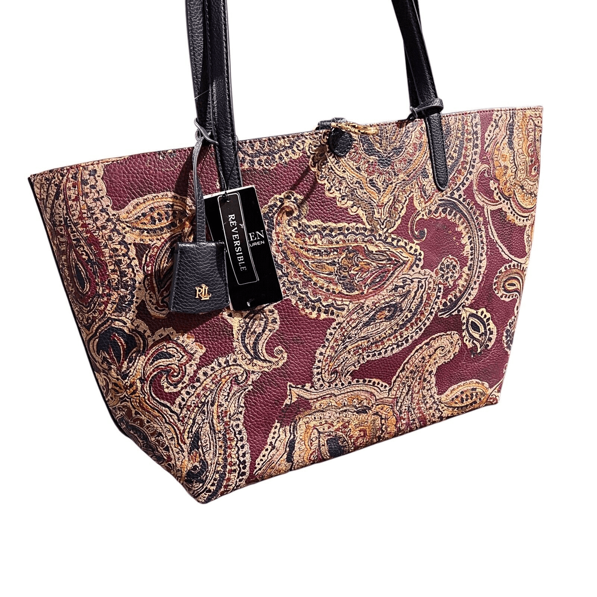 トートバッグ LAUREN RALPH LAUREN Large Paisley Printed Reversible Tote LAUREN RALPH LAUREN Tote Purple Paisley Print Reversible