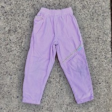 Vintage 80s 90s Oshkosh B'Gosh Baby Pink Corduroy Floral Trim Pants Size: 6