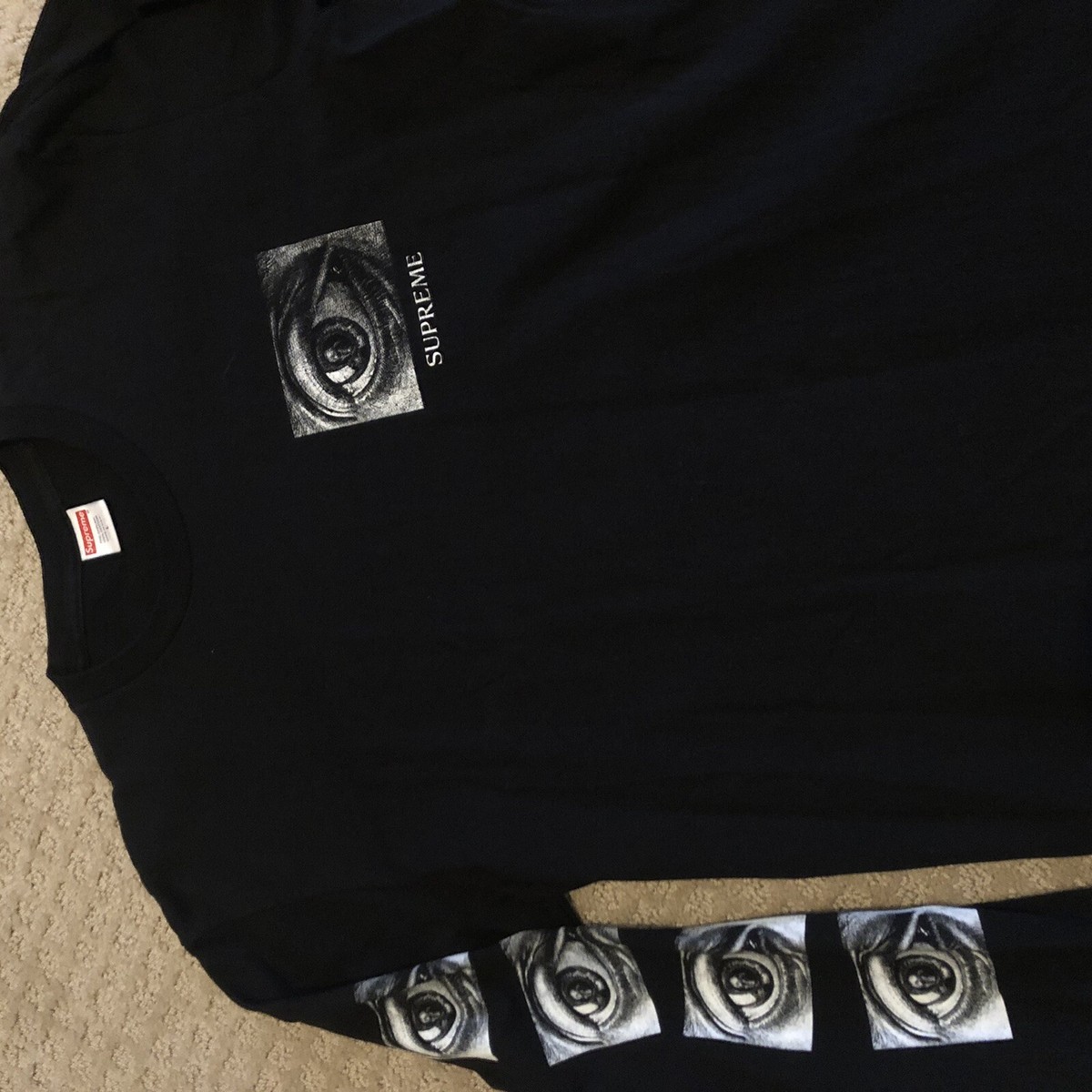 SUPREME MC ESCHER EYE LONG SLEEVE TEE BLACK BOX LOGO LARGE SUPREME MC ESCHER EYE LONG SLEEVE TEE BLACK BOX LOGO LARGE
