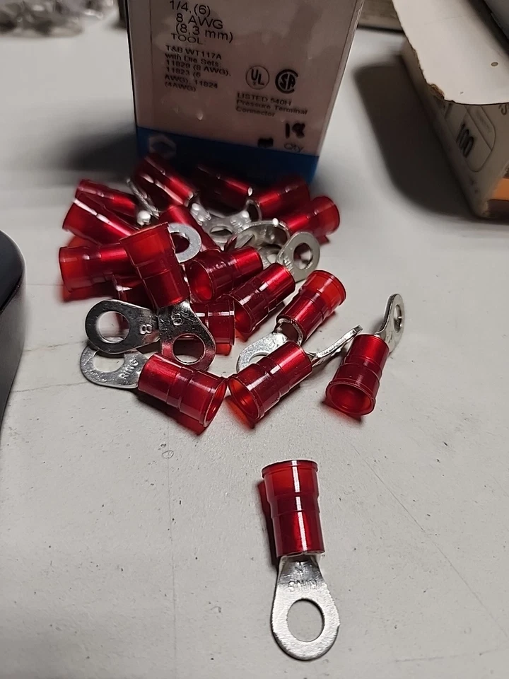 18 Pc. VOLTREX BRAND CRS-ZY-0825 Tongue T.  Stud 1/4 (6) 8AWG (8.3 mm) [RC 6-2]  - Image 2 of 4