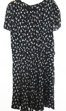 N.W.3 Hobbs Annabel Lily Dress black green floral belted tea dress Size 12 vgc