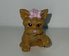Barbie Pet Pal Light Yellow Brown Dog Puppy Pink Bow 1.5"
