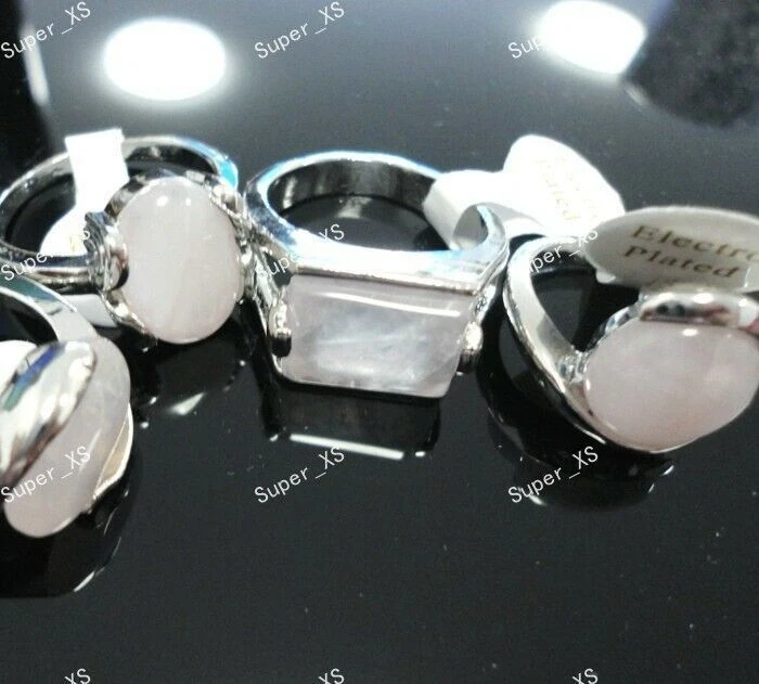 Lotes por atacado 20 peças de anéis femininos de aço inoxidável pedra natural prata P joias - Imagem 4 de 4