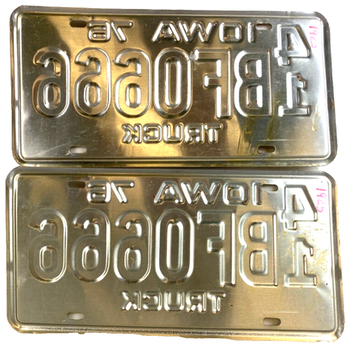 Vintage 1976 Iowa Truck License Plate Set Hancock Co 41 BF0666 Man Cave Garage - Afbeelding 2 van 2